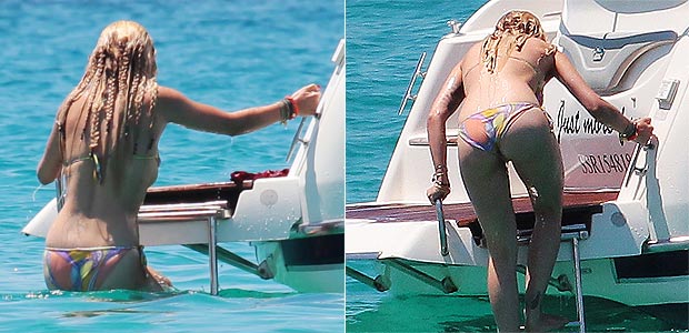 Rita Oras bikini malfunction