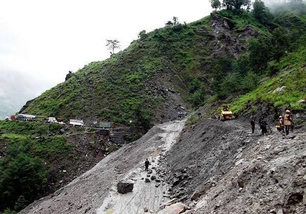 Bahrabise-Tatopani road section disrupted due to landslide