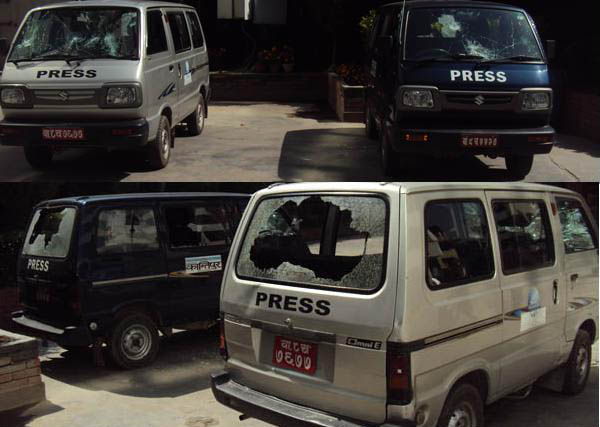 Two press vehicle vandalized in Biratnagar
