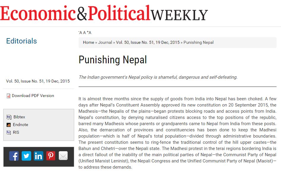 PSW India editorial on Nepal