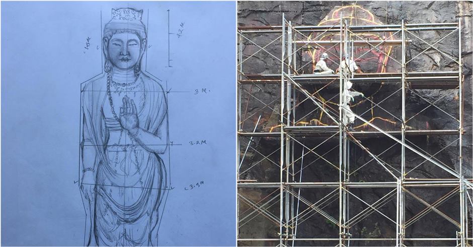 नेपाली मूर्तिकारले जापानमा बनाउँदैछन् १८ मिटर अग्लो बुद्धको मूर्ति
