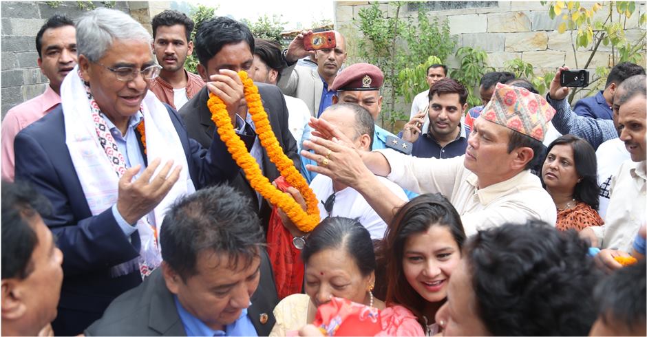 People throng PM-elect Deuba’s residence to congratulate him