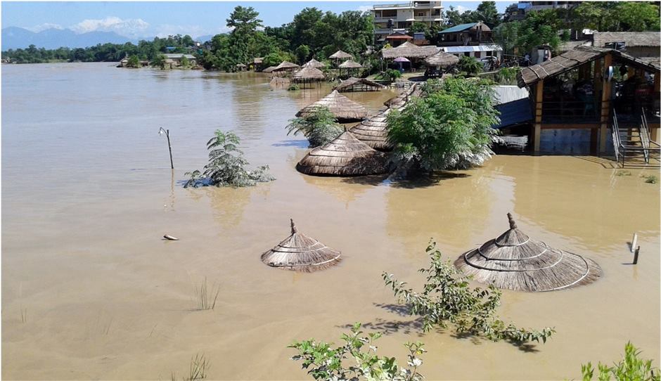 Floodwater breaks into Sauraha’s hotels and pubs