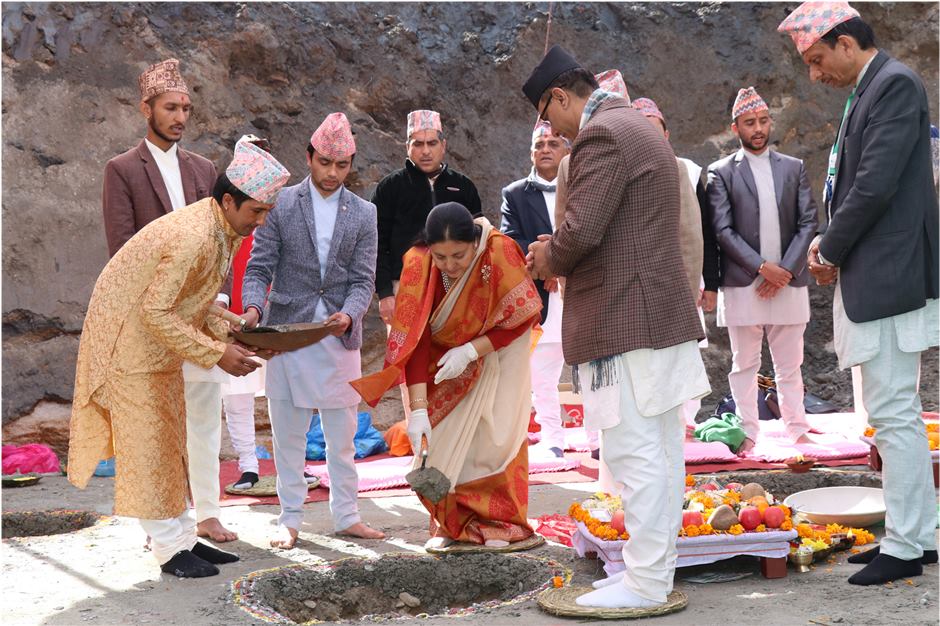 President Bhandari lays foundation stone for OAG building